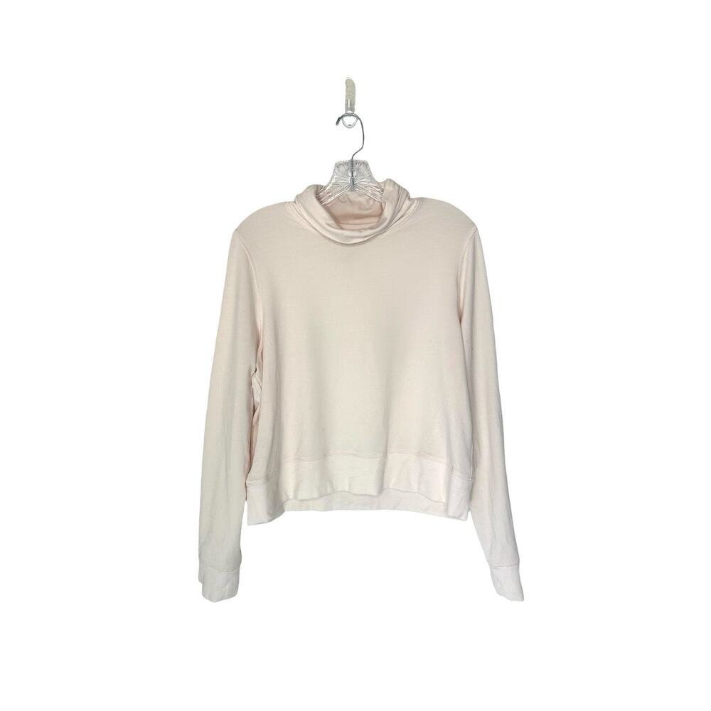 Athleta Pearl White Athletic Workout Cropped‎ Funnel Neck Sweatshirt Size Medium
